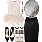 A fashion look from January 2014 featuring silk top, black ruffle skirt and classic black pumps. Browse and shop related looks.