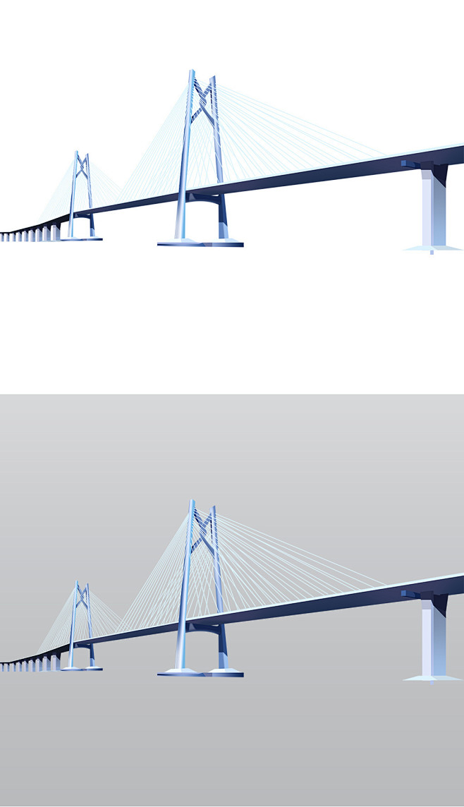 港珠澳大桥PNG矢量素材电子插图