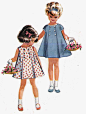 60s Vintage Toddler Girls Pattern McCalls 6744 Front Buttoned Dress Size 1 Breast 20 inches. $10.00, via Etsy.