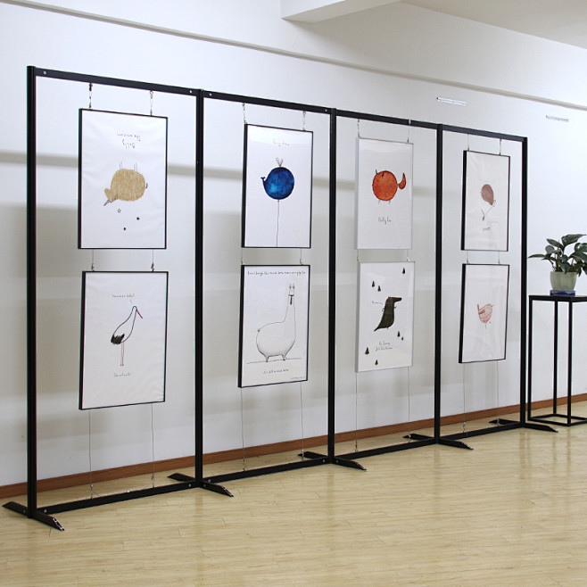 摄影画展展示架黑色八棱柱书画展板框架户外...
