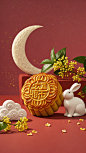 中秋-月饼-月亮-月兔-节日-桂花 (4)