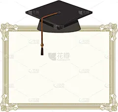 毕业帽-黑色学士帽上的文凭