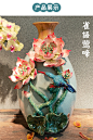 石湾陶瓷酒店别墅中式桌面创意花瓶客厅玄关花插花器装饰插花摆件-tmall.com天猫