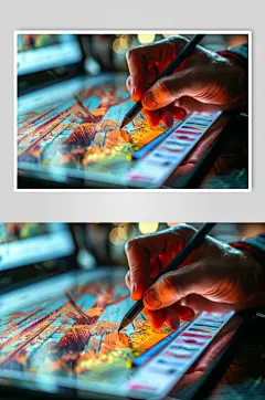 AI数字艺术使用ipad画画板绘插画师摄影图