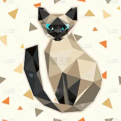 低多边形猫在多边形风格。无缝背景在其他层。矢量插图。你商店的促销卡。