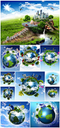 #PS素材# 圆形地球上的草地和建筑图片 23xJPG 【http://t.cn/8FiNMiA】