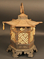 Fine Japanese Garden Hanging Lantern with Cicada