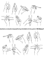 #绘画参考# 拿筷子手势练习。|ω･`)|ω･`)