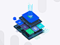 Nauvelis Illustration dribbble debut intelligence processor green blue illustration agency communication isograph illustrate design vector iot wifi bluetooth sms illustration