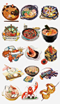 手绘海鲜面日式料理高清素材 免费下载 页面网页 平面电商 创意素材 png素材