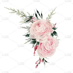 花束，可作为贺卡、婚礼请柬、生日等节假日和夏季背景。水彩插图设计