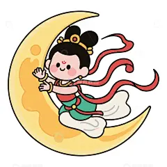 嫦娥奔月卡通人高清模板免费下载-趣麦麦图