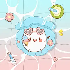 清新唯美粉色汽水女生头像情侣头像卡通头像可爱头像早安蛋蛋HEYYOLK