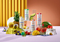 ads Advertising  art direction  color fruits liquids Photography  product set design  tabletop