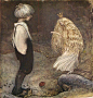 1910年代瑞典插画大师John Bauer绘制的北欧神话故事。公主王子精灵们，个个面目清秀，身形纤细美丽，使灰暗画面里呈现出一丝艳丽的光影。John Bauer为很多经典文学作品绘制过插画。 ​#二度绘画集锦# ​​​​