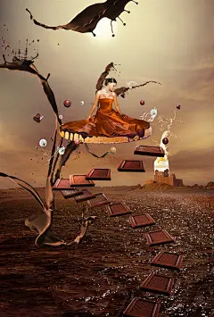 巧克力创意海报高清素材 传统美食 可可脂 巧克力创意广告 淘宝 糖果 美图巧克力 零食 平面广告 设计图片 免费下载