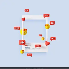 23款3D立体卡通SNS社交网络点赞手势表情包插图插画ps分层素材
