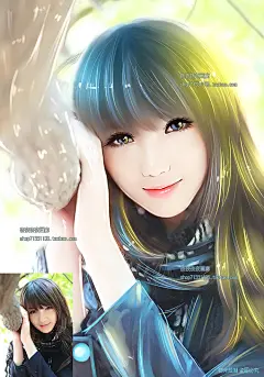 PS转手绘 照片专业手绘 转鼠绘 图片插画手绘炫彩 婚纱照生日礼物-淘宝网