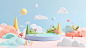 ls7623_Minimal_background_with_podium_and_cute_cartoon_landscap_1a1f381d-a6f1-469c-bff2-f5b6cd466065