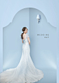 韩式婚礼婚纱拍摄 简约立体场景 幸福情侣 粉蓝色海报设计PSD素材
