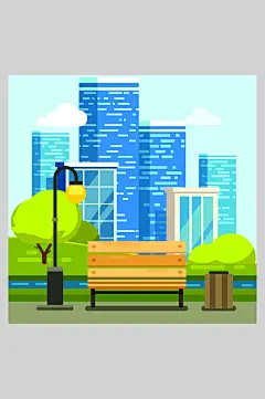 简约树木高端大气创意城市建筑插画