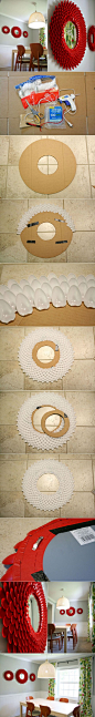 DIY Decorative Chrysanthemum Mirror with Plastic Spoons