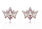 耳钉耳环，皇冠元素，日韩小清新情人节送礼 异性钻石18K金材质 ，分色工艺韩国品牌