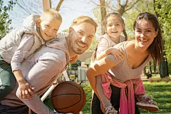 Happy family outdoor.