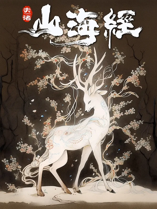 『夫诸』山海经白鹿灵兽，九色鹿的原形。【白鹿夫诸】，兆水神兽 - 抖音-花瓣网