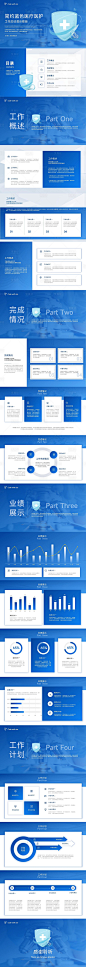 简约蓝色医疗医护工作总结PPT-源文件