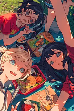 夏日聚会暑假漫画风插画
