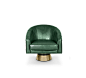 BOGARDE | ARMCHAIR : Being a matinee idol, Bogarde soon became a giant in the high-rank intellectual cinema. That’s the reason for this inspiring accent armchair. It is finished in leather, a very popular fabric in the 60’s, and the swivel polished brass 