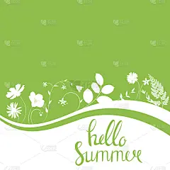 你好夏季自然背景矢量插图