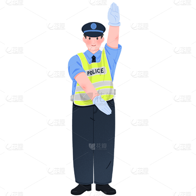 交通安全元素交警指挥手势贴纸2