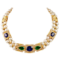 BULGARI Sapphire,Emerald & Pearl Necklace