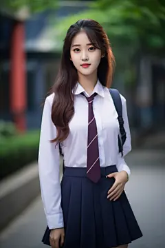 高颜值的校园清新女生