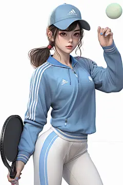 AI数字艺术可爱女孩运动锻炼人物模型
