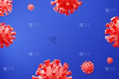 冠状病毒病COVID-19医疗3D渲染感染。流感作为一种蓝色的危险流感病毒株病例作为一种大流行的医学