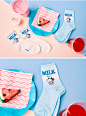 [CHU] 우유 좋아해 socks by 츄(chuu) : 귀여운 프린팅이 시원시원하게 들어간! 상큼한 양말이에요 ><