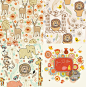 卡通森林动物可爱儿童装饰插画印花背景图案AI矢量设计素材 G1578-淘宝网