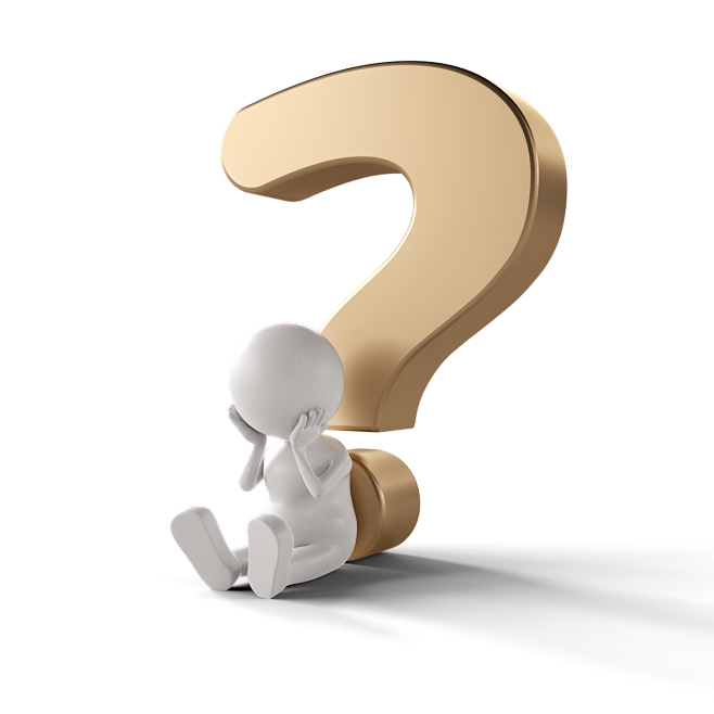 靠着问号思考的3d小人question clipart元素