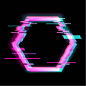 Colorful glitch hexagon geometric shape, frame with neon glitch effect - , #affiliate, #hexagon, #geometric, #Colorful, #glitch #AD