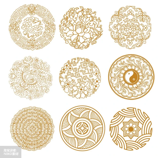 中国风传统吉祥图案古风民族图腾纹样PNG矢量包装设计素材(7)-花瓣网