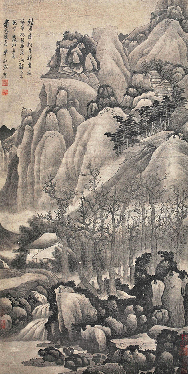 龚贤山水画 立轴