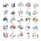 Bank People Isometric Icons