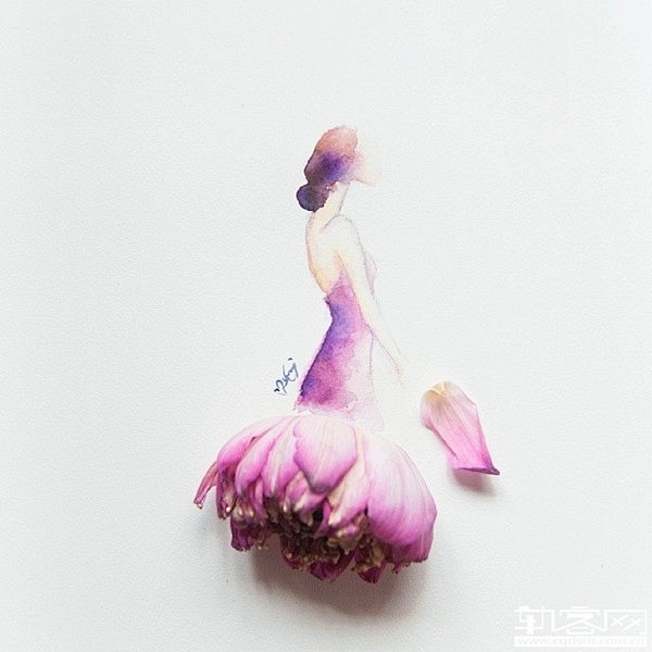 超有创意的水墨画设计作品 花与墨的唯美结...