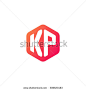 Initial letters KP rounded hexagon shape red orange simple modern logo