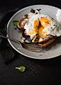Black Truffle Fried Egg with Mushrooms and Blue Cheese_P