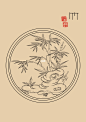 梅兰竹菊矢量线稿雕刻图样