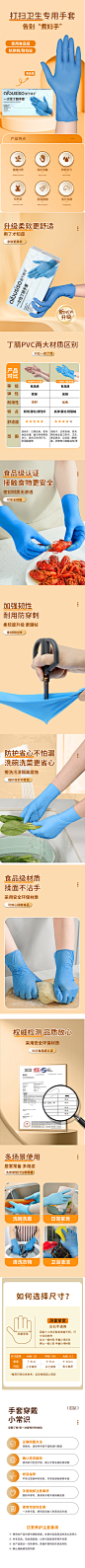9寸蓝色丁腈手套详情页